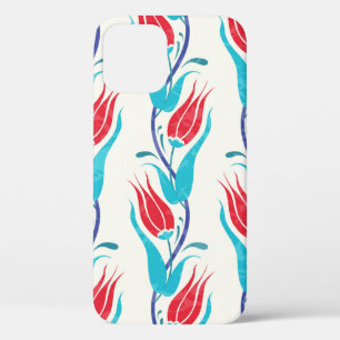 Tulips background. Traditional turkish motif. seam iPhone 12 Case