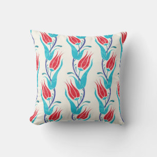 Tulips background. Traditional turkish motif. seam Cushion