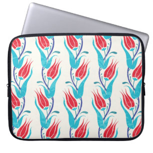 Tulips background. Traditional turkish motif. seam Laptop Sleeve