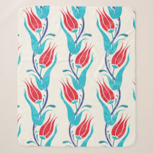Tulips background. Traditional turkish motif. seam Sherpa Blanket