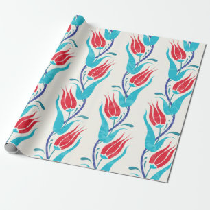 Tulips background. Traditional turkish motif. seam Wrapping Paper