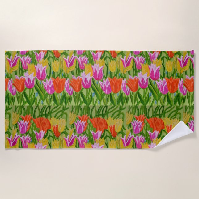 Tulips beach towel  (Front)