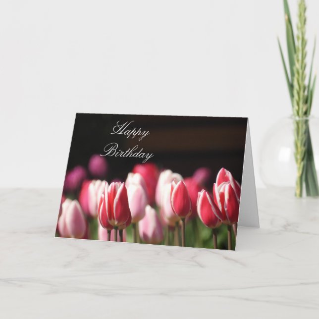 Tulips Birthday or Greeting card. Customise Card (Front)