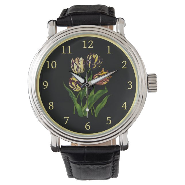 Tulips Bizarres 002 ~ Botanical Art ~ Watch (Front)
