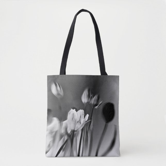 Tulips Black and White Tote Bag (Front)