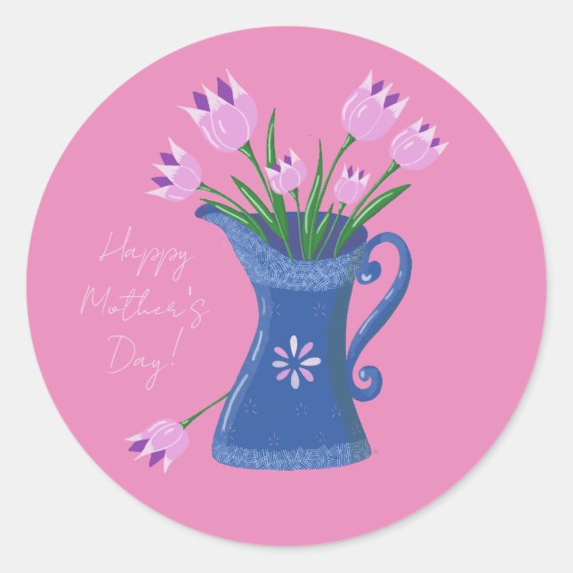 Tulips Bouquet Mother's Day Pink Sticker (Front)