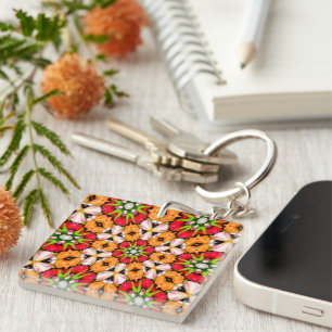Tulips Bouquet Pattern Key Ring