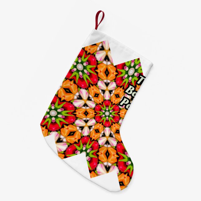 Tulips Bouquet Pattern Small Christmas Stocking (Front (Hanging))