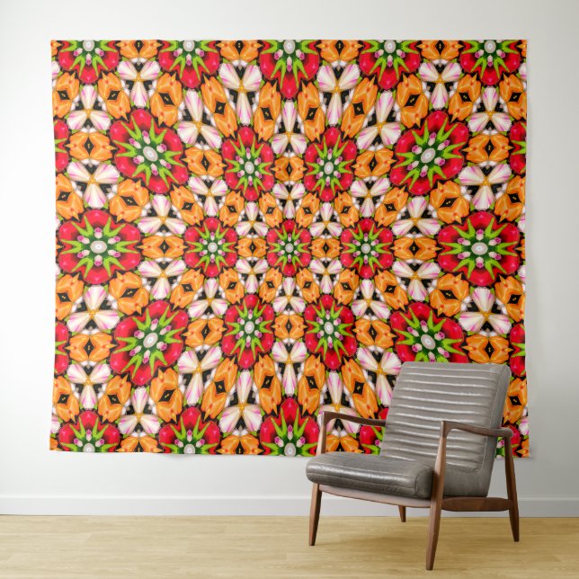 Tulips Bouquet Pattern Tapestry (In Situ (Horizontal))