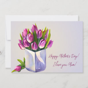 Tulips Bouquet Purple Happy Mother's Day Holiday Card