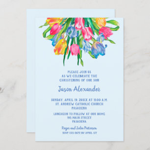 Tulips Boy Christening Baptism Invitations