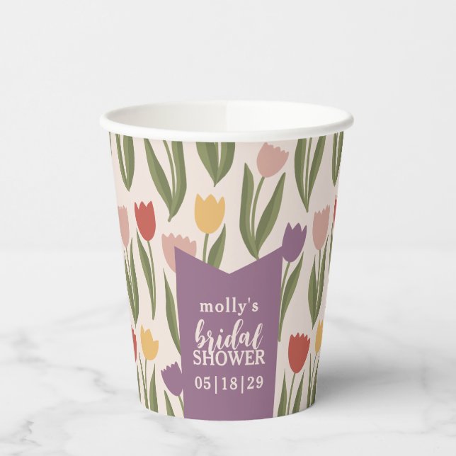 Tulips Bridal Shower Personalised  Paper Cups (Left)