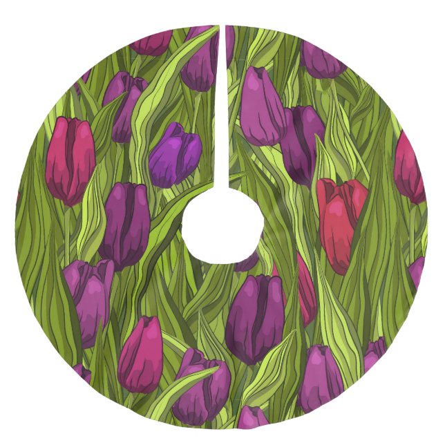 Tulips Brushed Polyester Tree Skirt (Front)