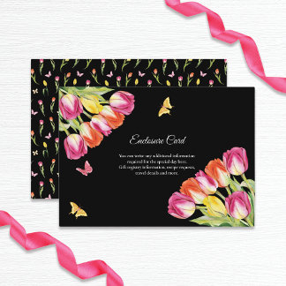 Tulips & Butterflies Black Bridal Shower    Enclosure Card