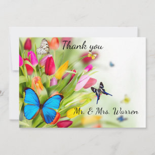 Tulips & butterflies thank you card