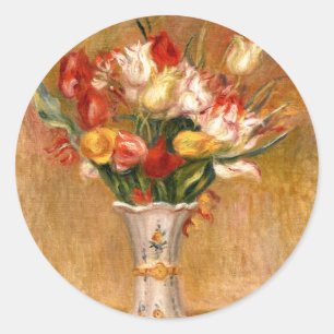 Tulips by Auguste Renoir Classic Round Sticker