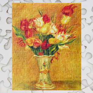 Tulips by Pierre Renoir, Vintage Impressionism Art Jigsaw Puzzle