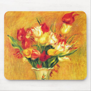 Tulips by Pierre Renoir, Vintage Impressionism Art Mouse Mat
