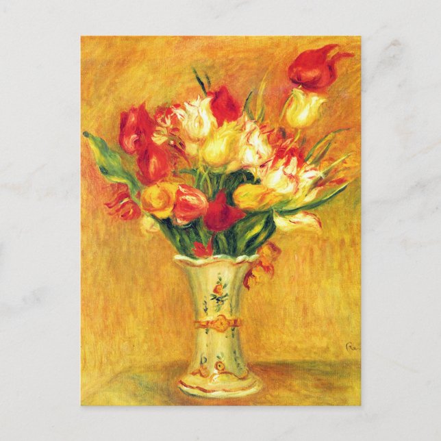 Tulips by Pierre Renoir, Vintage Impressionism Art Postcard (Front)