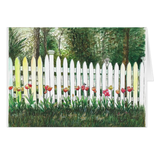 Tulips by the white fence (Front Horizontal)