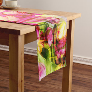 TULIPS - Coloured Tulips of Fractal Art - Long Table Runner