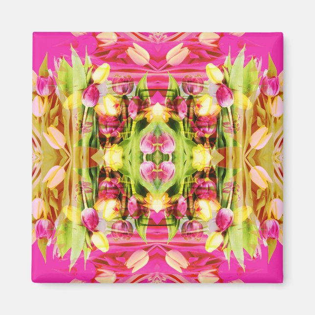 TULIPS - Coloured Tulips of Fractal Art - Magnet (Front)