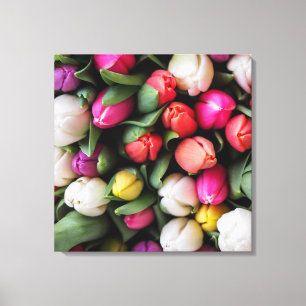 Tulips Colourful Flowers Easter Spring Canvas Print
