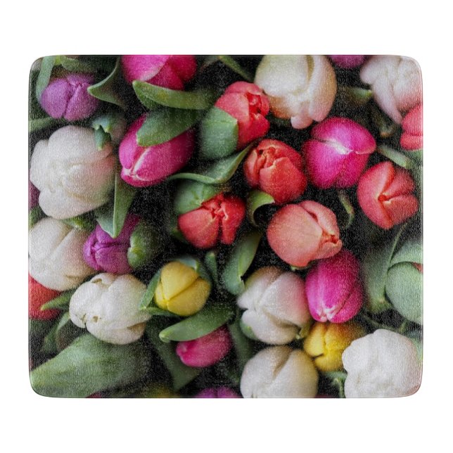 Tulips Colourful Flowers Easter Spring Cutting Board (Front)