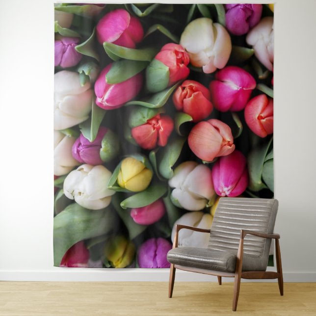 Tulips Colourful Flowers Easter Spring Tapestry (In Situ)