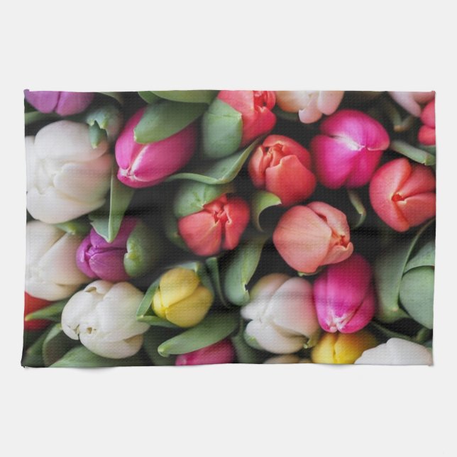 Tulips Colourful Flowers Easter Spring Tea Towel (Horizontal)