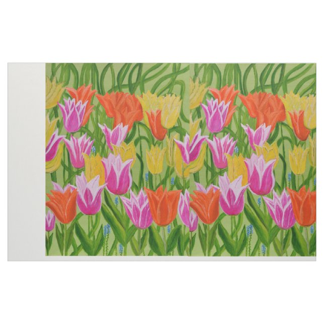 Tulips cotton fabric  (Yard)