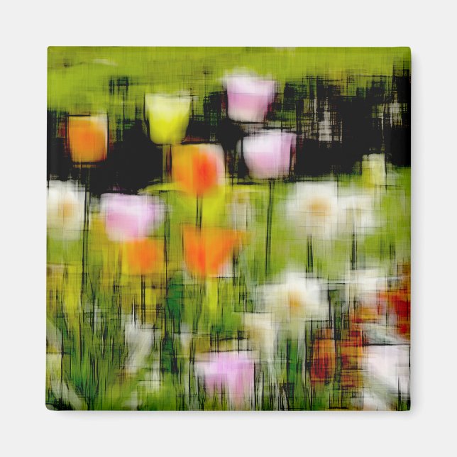 Tulips digital effect of style "impression"  magnet (Front)