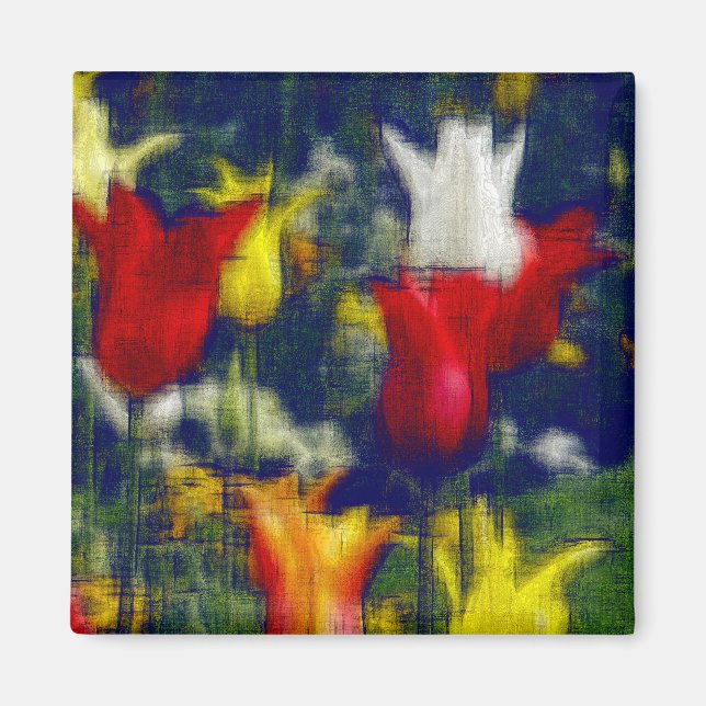 Tulips digital effect of style "impression"  magnet (Front)