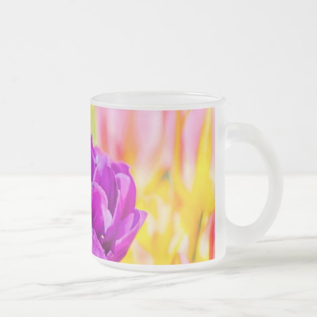 Tulips Enchanting 15 Frosted Glass Coffee Mug (Right)