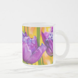 Tulips Enchanting Deep Pink Frosted Glass Coffee Mug