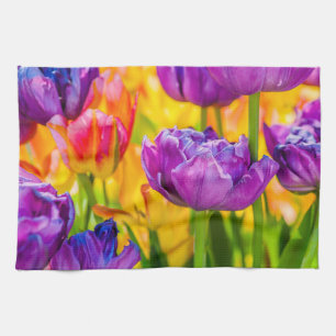 Tulips Enchanting Deep Pink Tea Towel