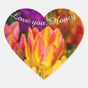 Tulips Enchanting Love you, Honey! Heart Sticker