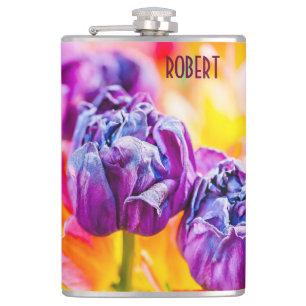 Tulips Enchanting purple Hip Flask