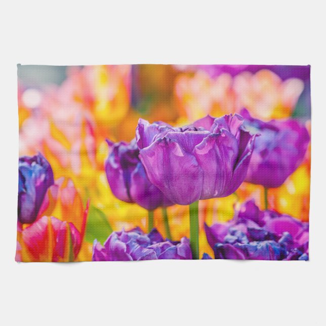 Tulips Enchanting Purple Tea Towel (Horizontal)