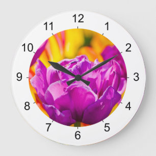 Tulips Enchanting Violet Large Clock