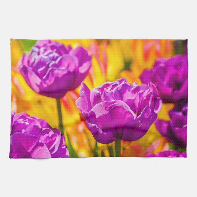 Tulips Enchanting Violet Tea Towel (Horizontal)