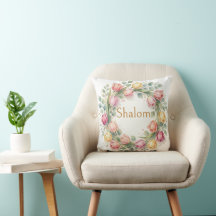 Tulips Eucalyptus Wreath, Shalom Watercolor Gold