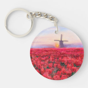 Tulips Field Keychain Spring in Netherland