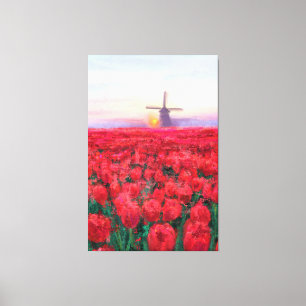 Tulips Field - Landscape - Spring in Netherland  Canvas Print