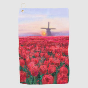Tulips Field - Landscape - Spring in Netherland Golf Towel