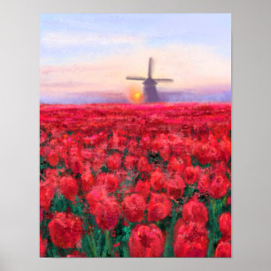 Tulips Field - Landscape - Spring in Netherland Poster