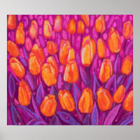 Tulips Field, Spring Flowers Floral Orange Purple