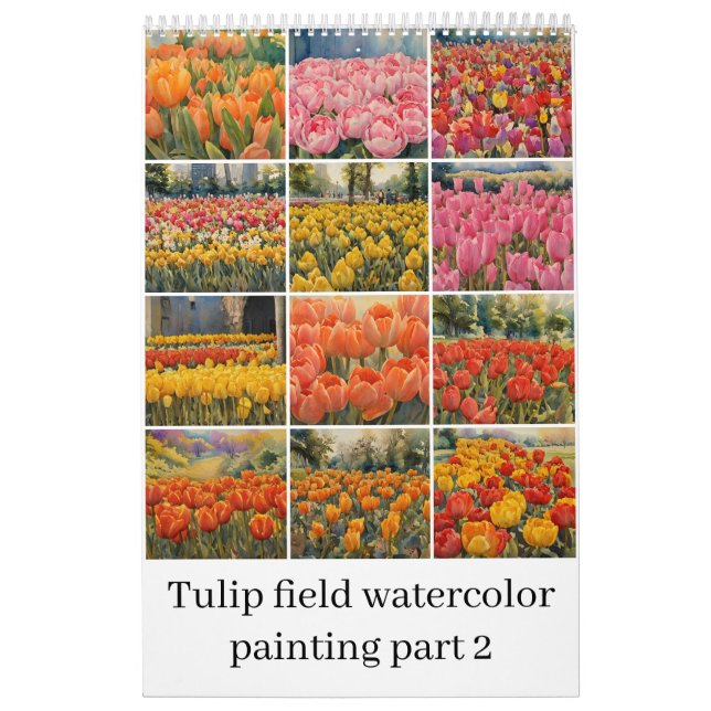 Tulips field watercolor painting 2 calendar (Cover)