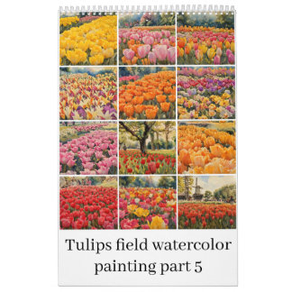 Tulips field watercolor painting 5 calendar