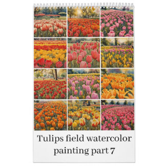 Tulips field watercolor painting 7 calendar
